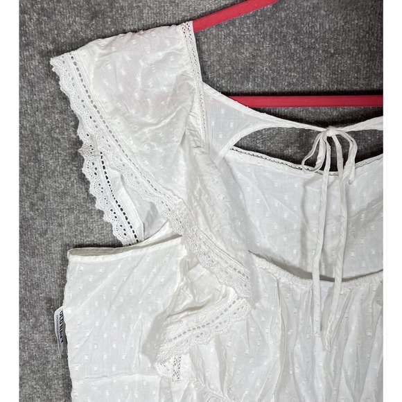 Old Navy Cap Sleeve Embroidered Lace Square Neck Top Womens Size 4X White NWT - Picture 12 of 16